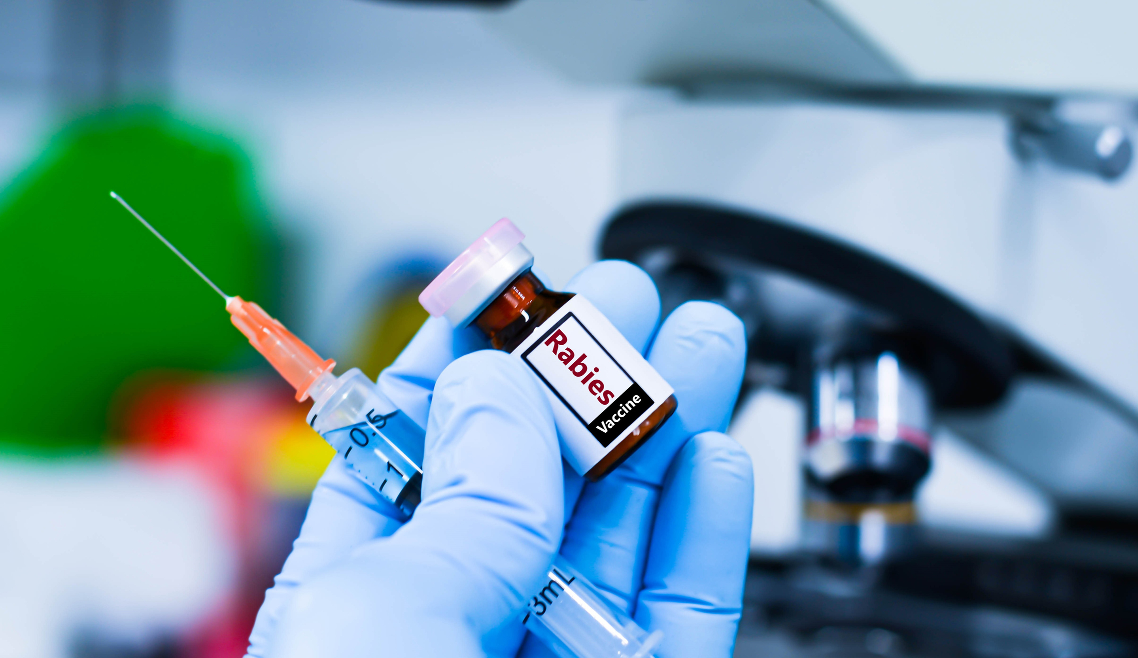 Vaccine bottles and syringes for injection preventing rabies virus.